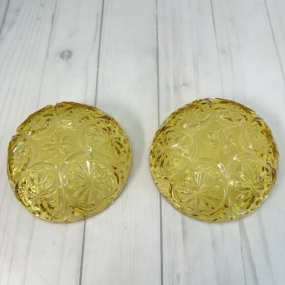 Vintage Amber Pressed Indiana Glass Fruit Bowl 4.25" Starburst Daisy Pattern Set - Picture 2 of 8